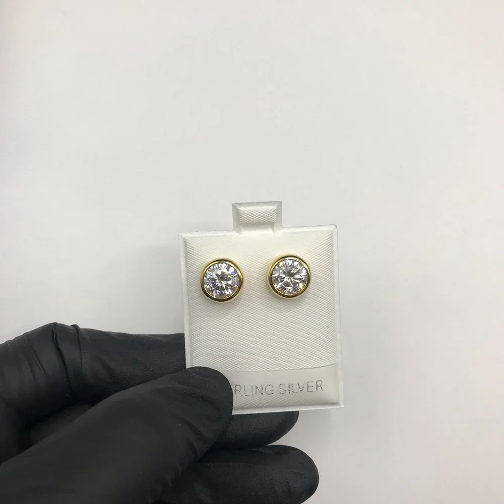 Gold Over Sterling Silver 4.00CTW MOISSANITE Stud Screw Back Earrings